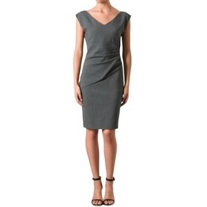 Diane von Furstenberg Bevin Charcoal Gray Ruched Sheath Dress Size 6